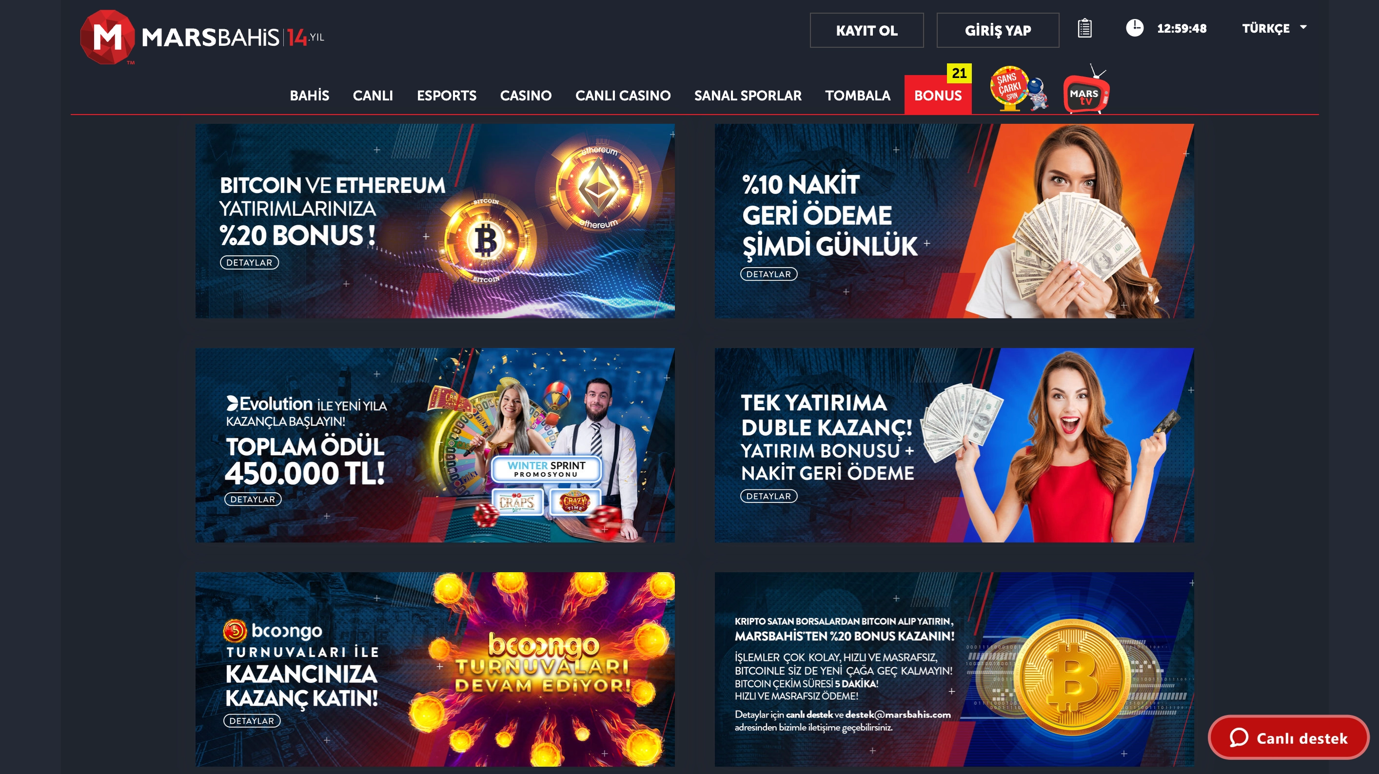 Marsbahis bonusları, promosyonlar ve VIP kademeleri